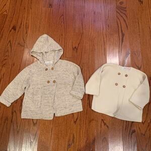 Zara Baby Knit Cardigan Lot (2) | Cream Beige Gray | 9-12 months